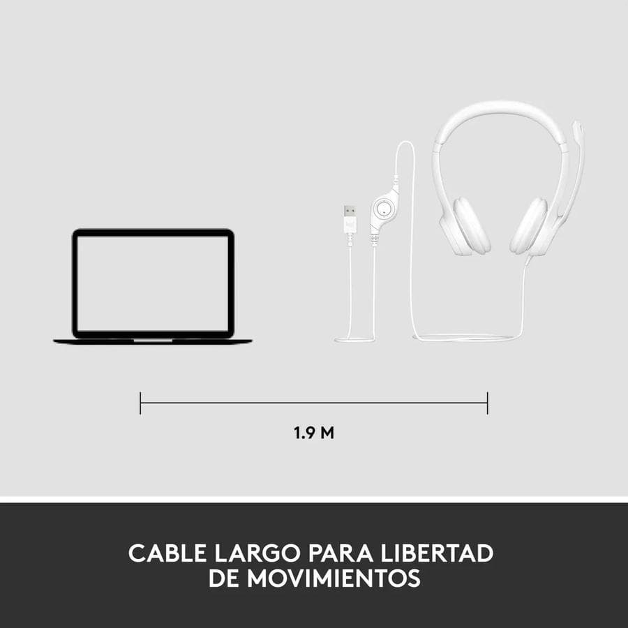 Auricular Logitech H390 USB con Microfono Blanco — miniatura 3