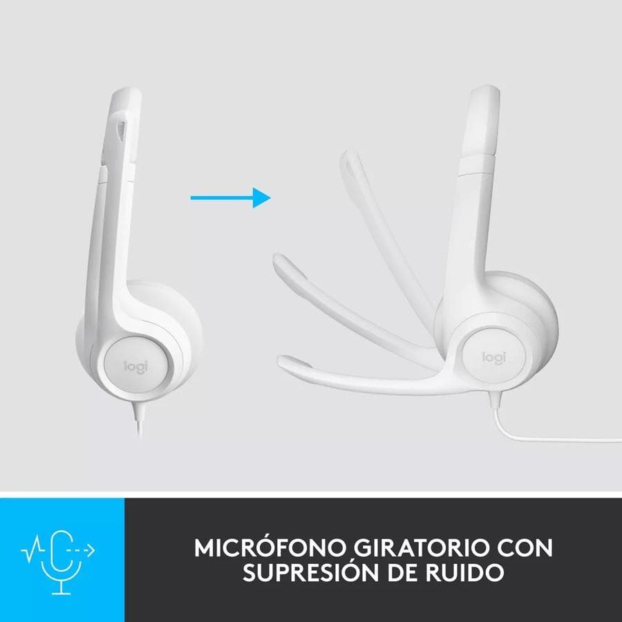 Auricular Logitech H390 USB con Microfono Blanco — miniatura 9