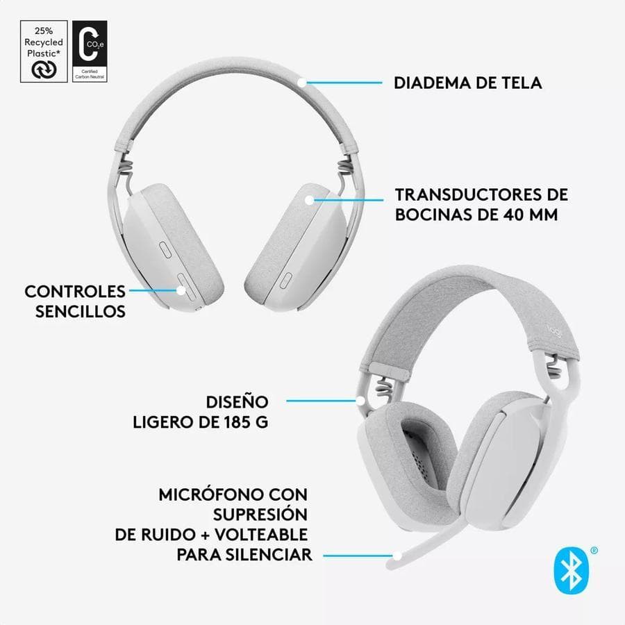 Auricular Logitech Zone Vibe 100 Inalámbrica Blanco — miniatura 3