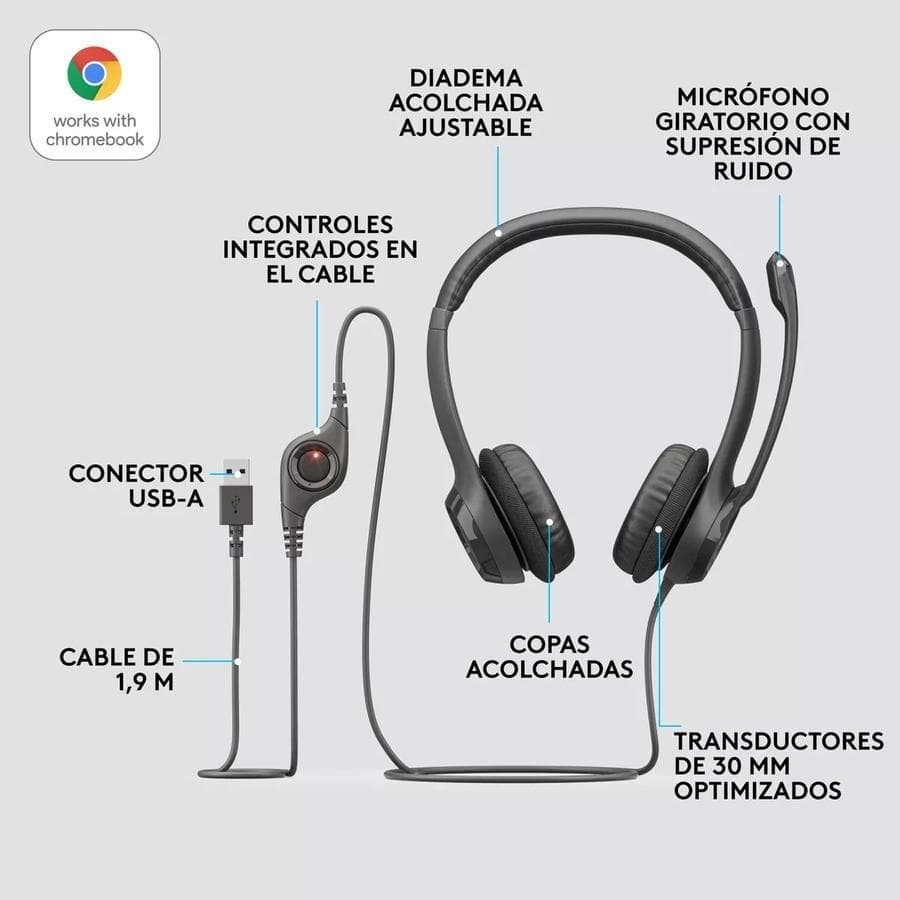 Auricular Usb Logitech (H390) Negro — miniatura 3