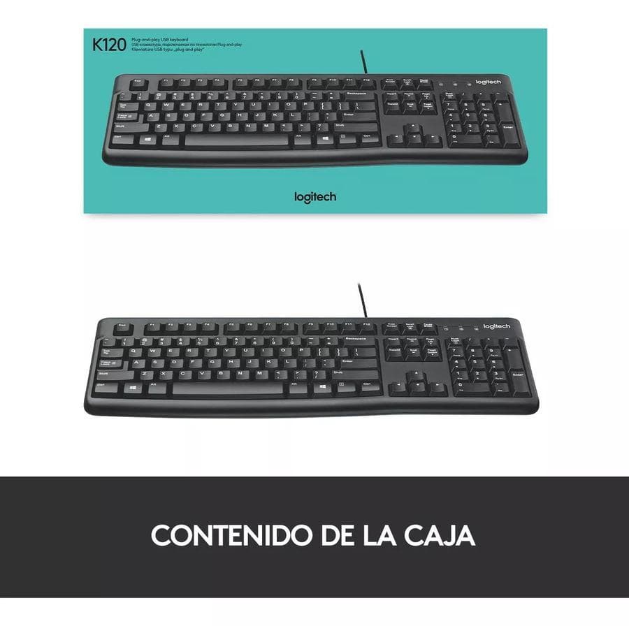 Teclado Usb Logitech (K120) Negro — miniatura 3
