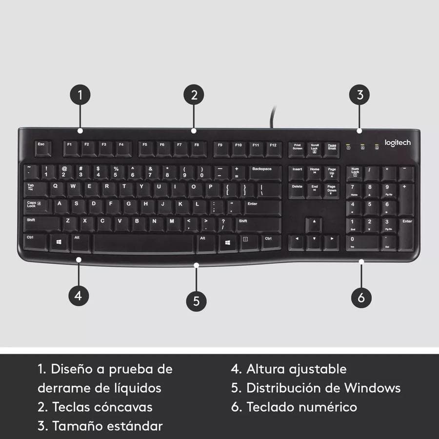 Teclado Usb Logitech (K120) Negro — miniatura 6