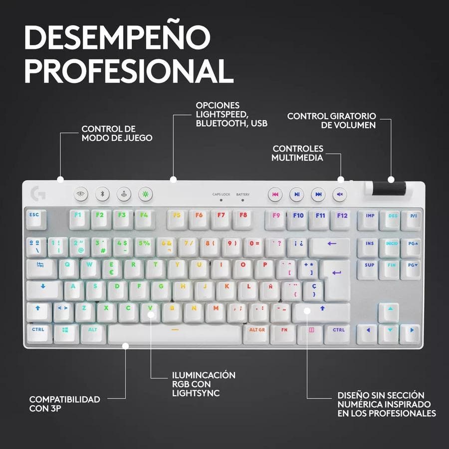 Teclado Gamer Lightspeed Bluetooth Rgb Logitech G Pro X Tkl — miniatura 8