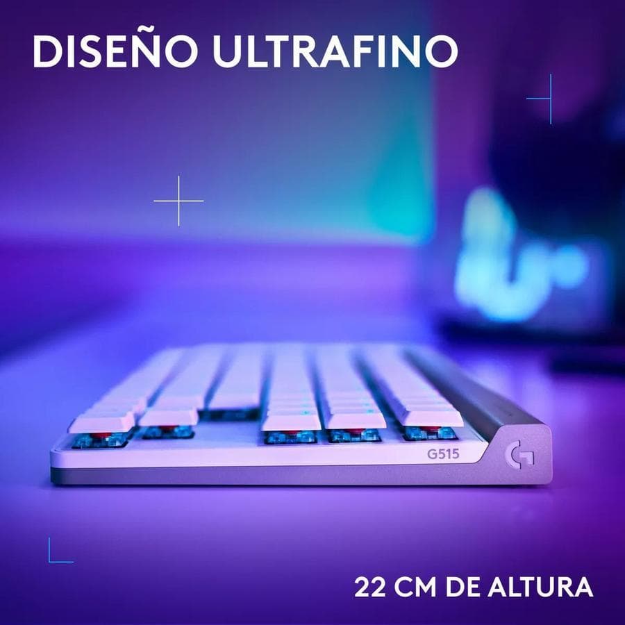 Teclado Gamer Logitech G515 Lightspeed Tkl Wireless Blanco — miniatura 3