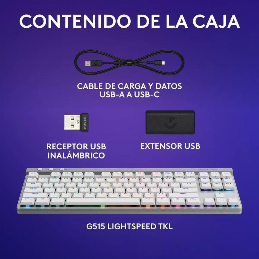 Teclado Gamer Logitech G515 Lightspeed Tkl Wireless Blanco — miniatura 5
