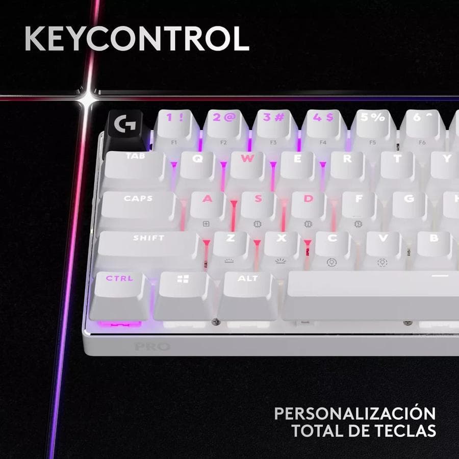 Teclado Gamer Logitech Pro X 60, Inalámbrico Lightspeed Blanco — miniatura 3