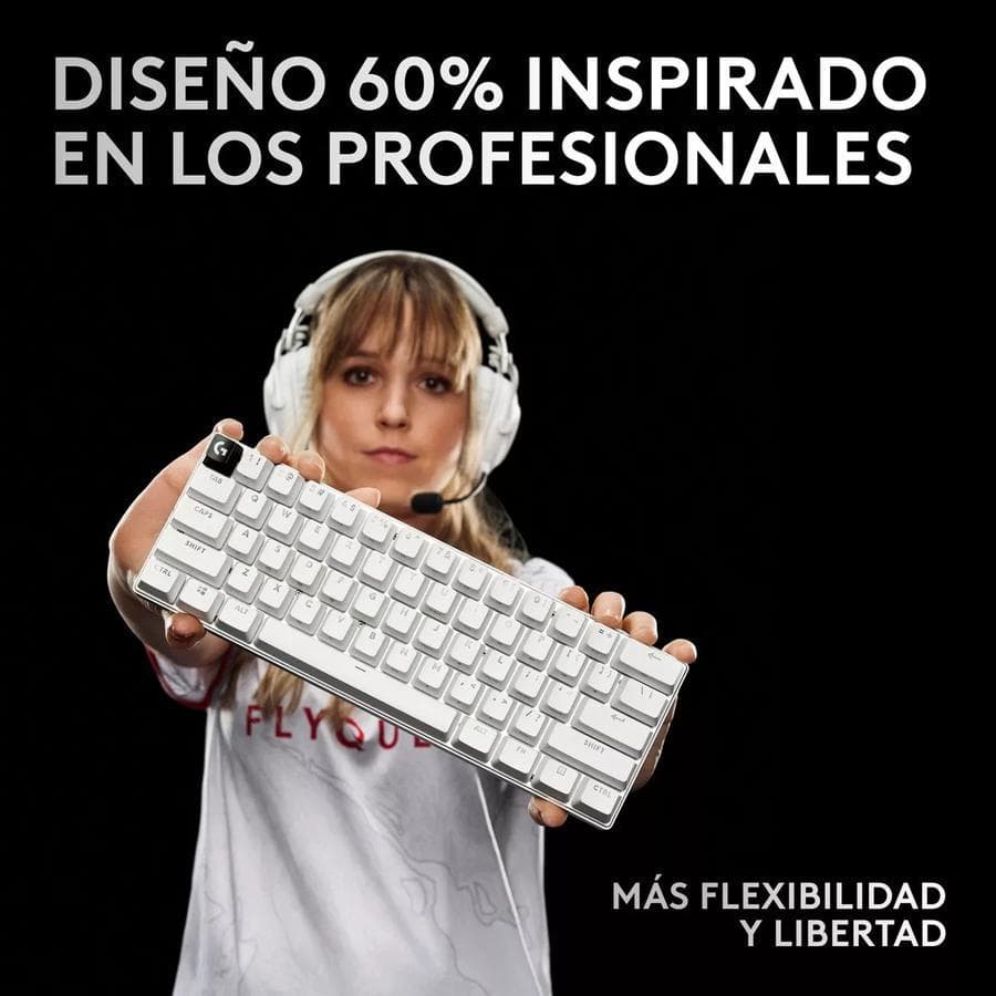 Teclado Gamer Logitech Pro X 60, Inalámbrico Lightspeed Blanco — miniatura 4
