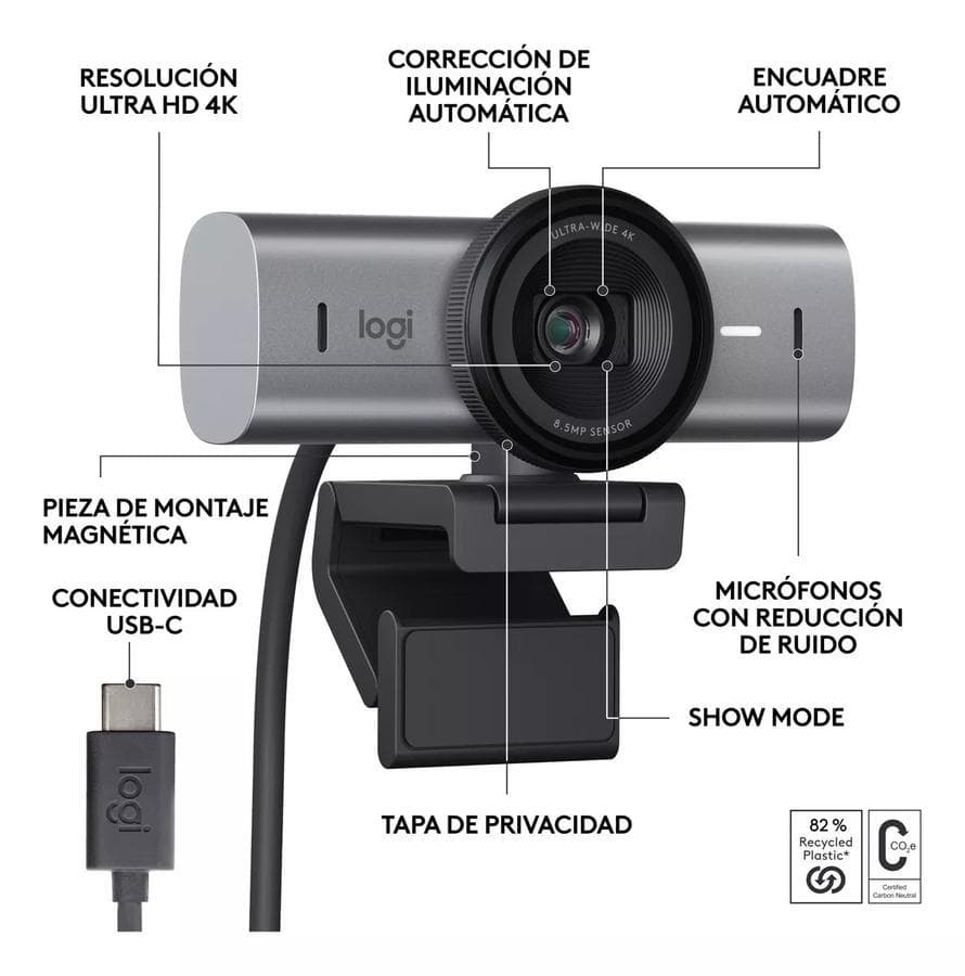 Cámara Web Logitech Mx Brio Ultra Hd 4K Streaming — miniatura 5