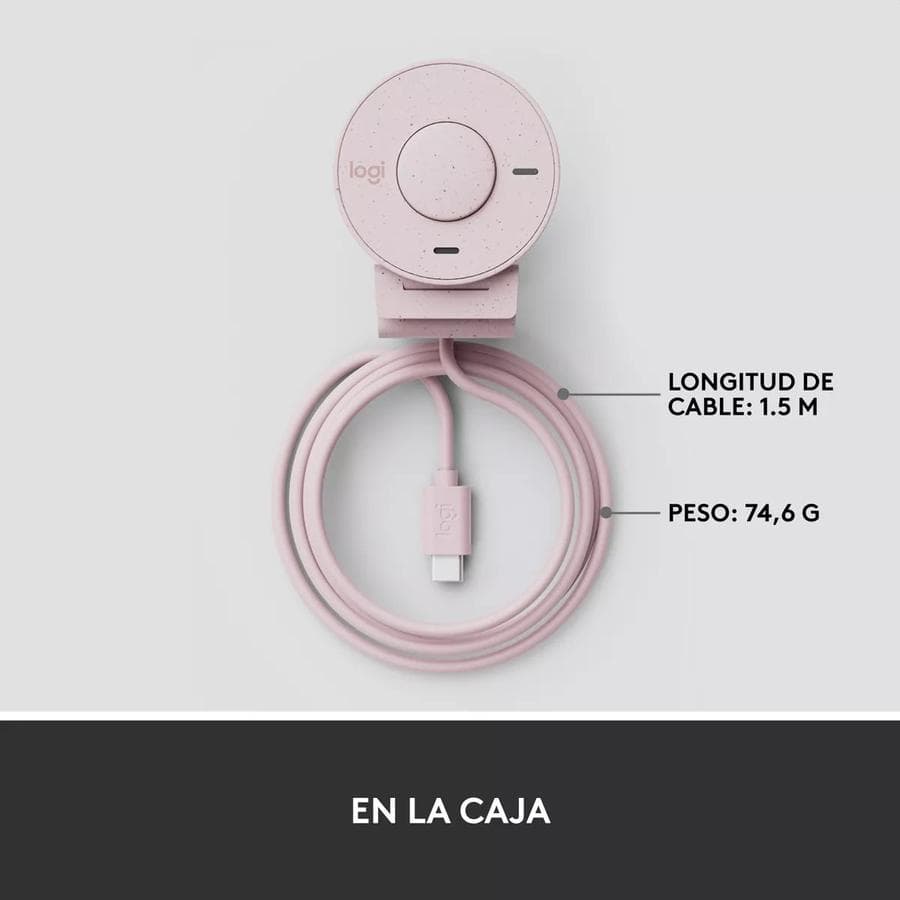 Webcam Full Hd 1080P, Logitech Brio 300, Rightlight 2, Usb-C Rosa — miniatura 2