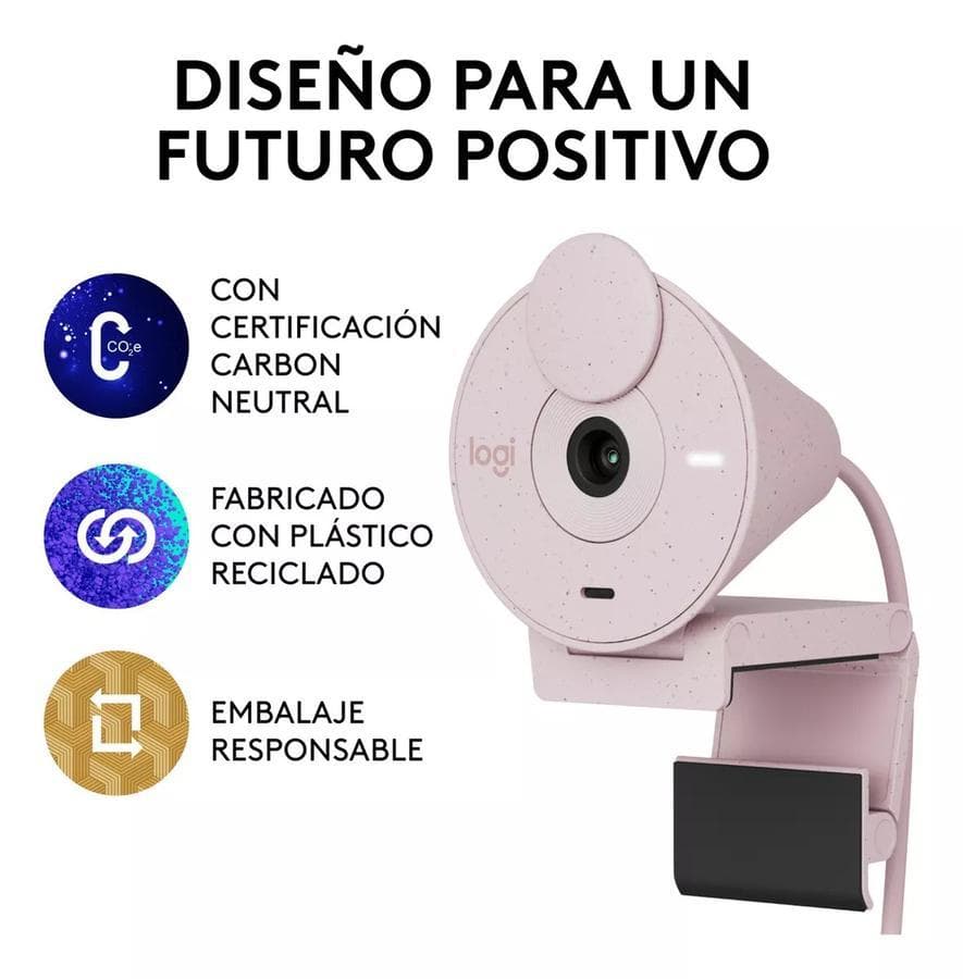 Webcam Full Hd 1080P, Logitech Brio 300, Rightlight 2, Usb-C Rosa — miniatura 5