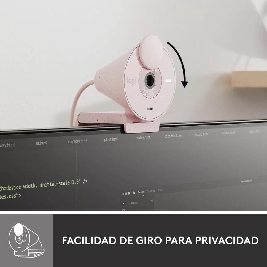 Webcam Full Hd 1080P, Logitech Brio 300, Rightlight 2, Usb-C Rosa — miniatura 6