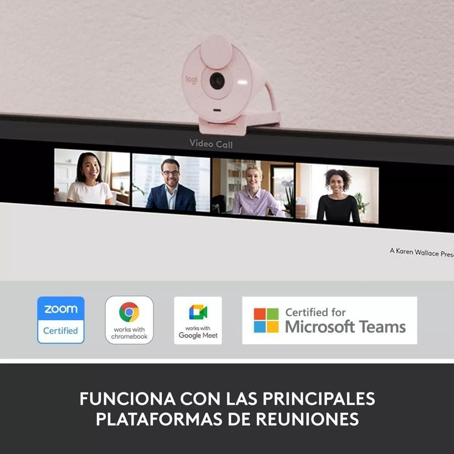 Webcam Full Hd 1080P, Logitech Brio 300, Rightlight 2, Usb-C Rosa — miniatura 7