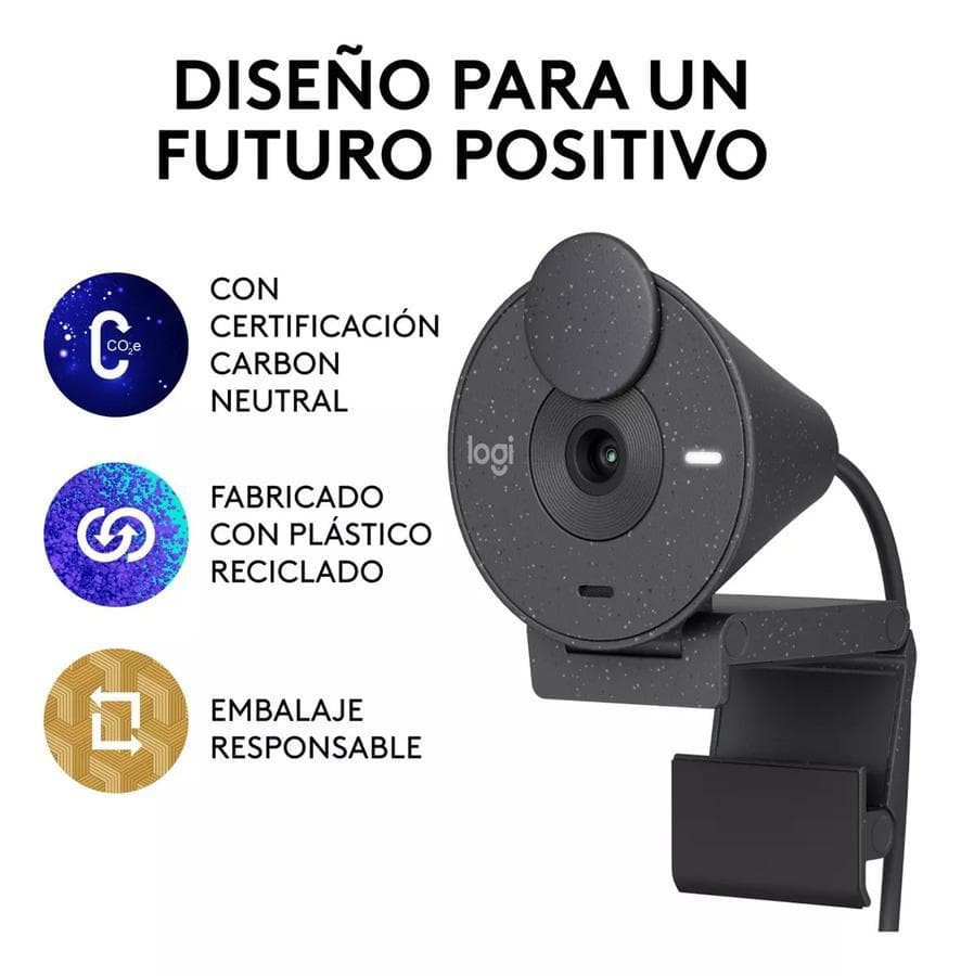 Webcam Full Hd 1080P, Logitech Brio 300, Rightlight 2, Usb-C Grafito — miniatura 2