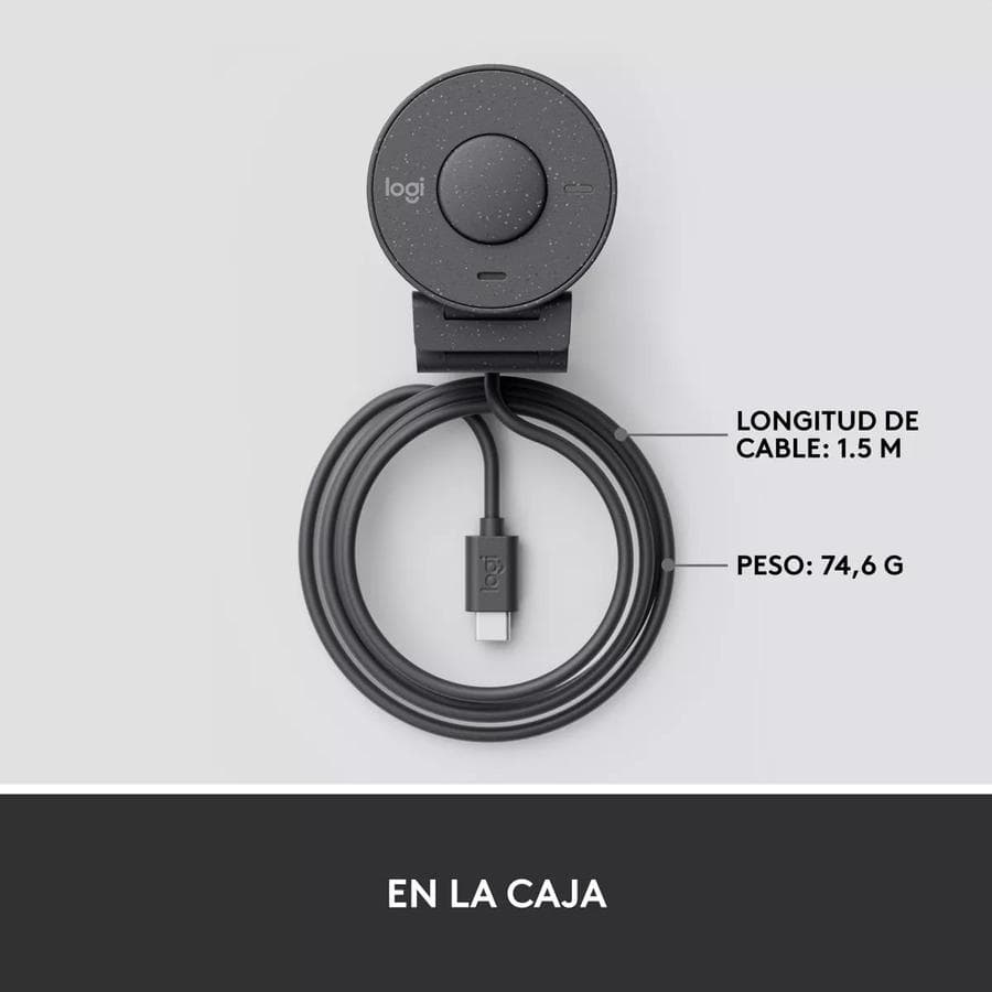 Webcam Full Hd 1080P, Logitech Brio 300, Rightlight 2, Usb-C Grafito — miniatura 5