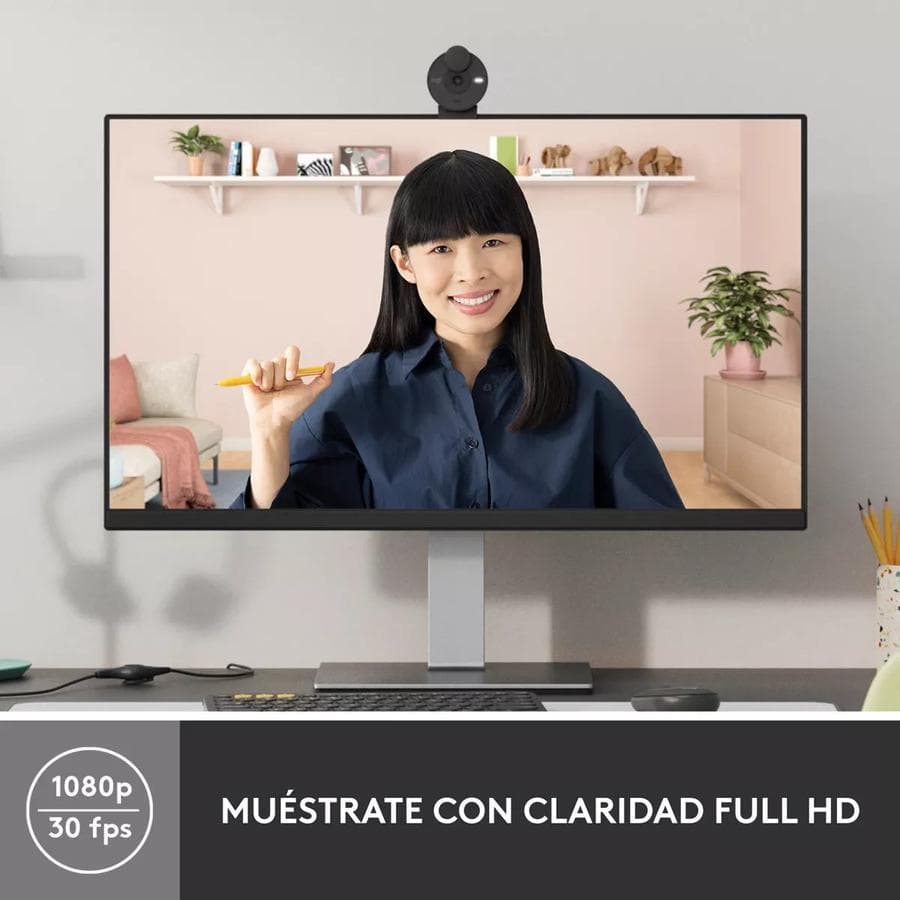 Webcam Full Hd 1080P, Logitech Brio 300, Rightlight 2, Usb-C Grafito — miniatura 7