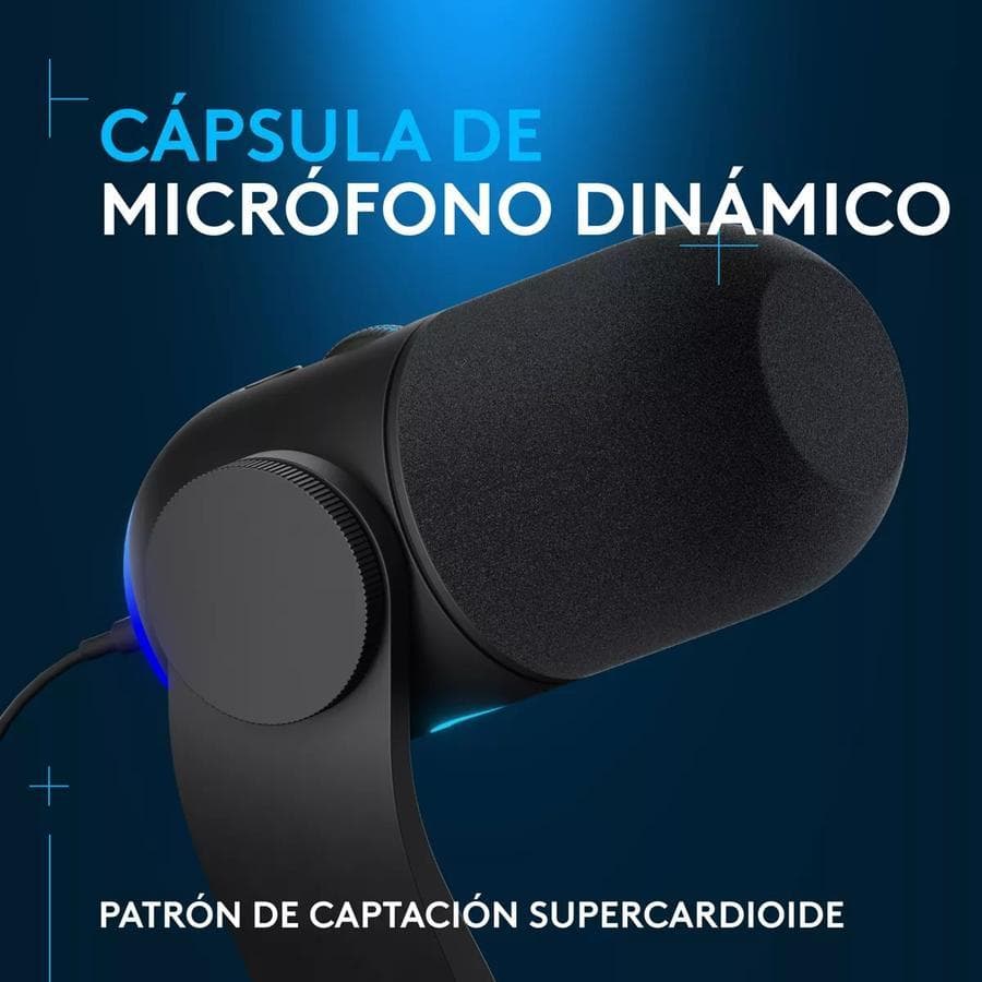 Micrófono Usb Gamer Dinámico Rgb Lightsync Logitech Yeti Gx — miniatura 2