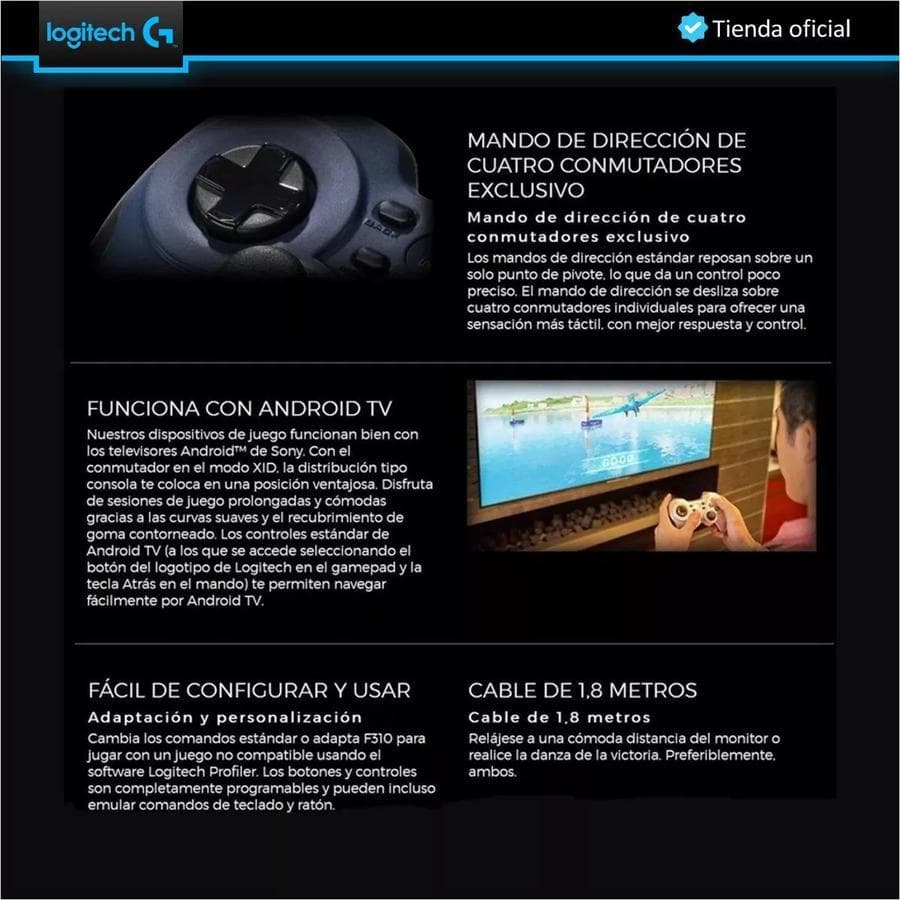 Joystick Usb Logitech (F310) PC — miniatura 6