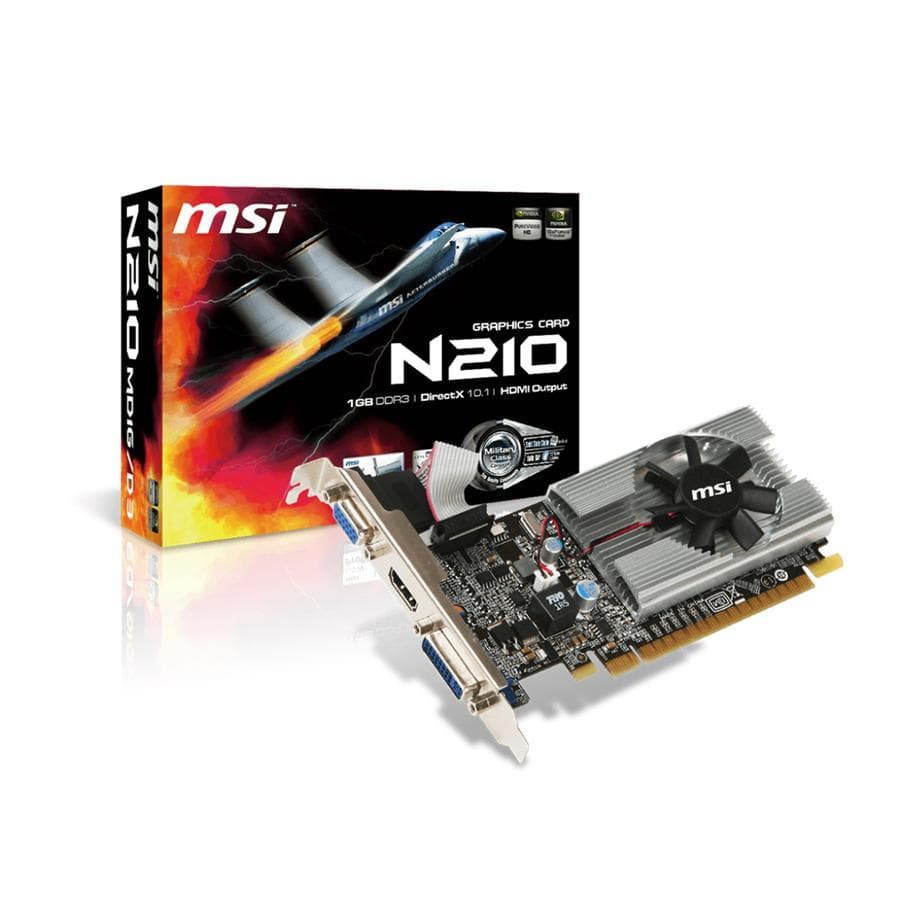 Placa de Video MSI GEFORCE  N210-MD1G/D3 1 GB DDR3 DVi VGA HDMI   
