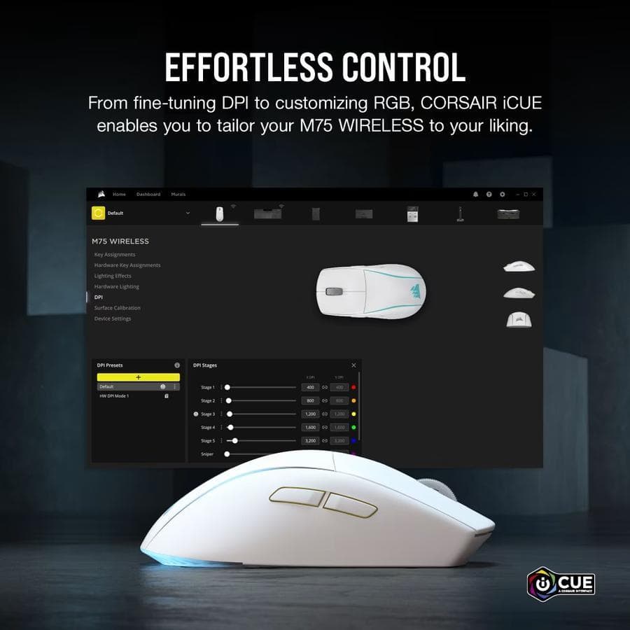 Mouse Gamer Corsair M75 Wireless RGB Blanco — miniatura 2