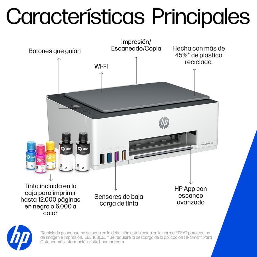  Impresora Multifuncion HP Smart Tank 580 (1F3Y2A) Wifi/Usb — miniatura 5
