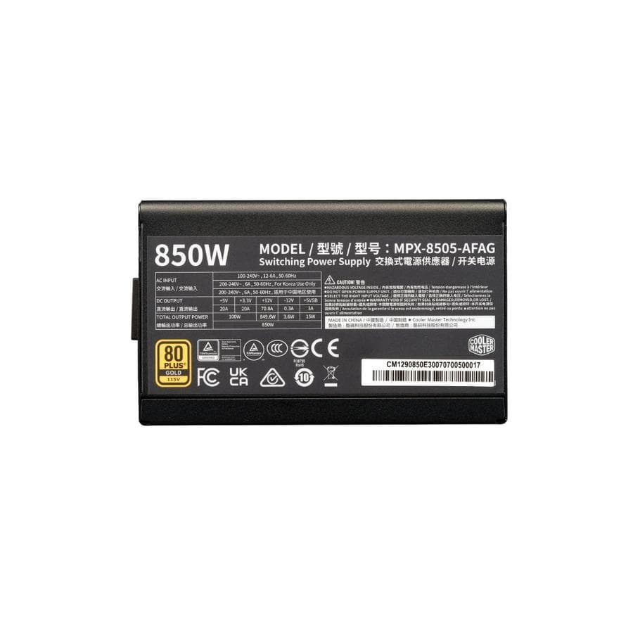 FUENTE COOLER MASTER 850W 80+ GOLD AWO CORD ATX 3.1 MODULAR — miniatura 4