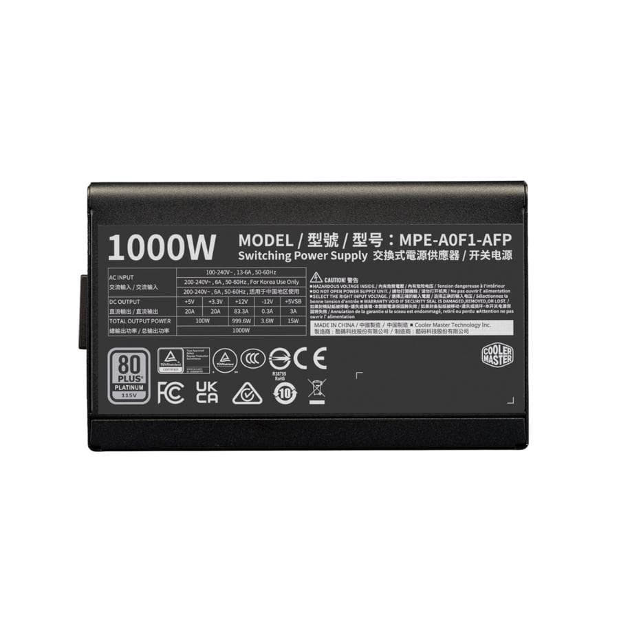 Fuente Cooler Master ELITE 80+ Platinum 1000W FM BL W/AR cord — miniatura 3