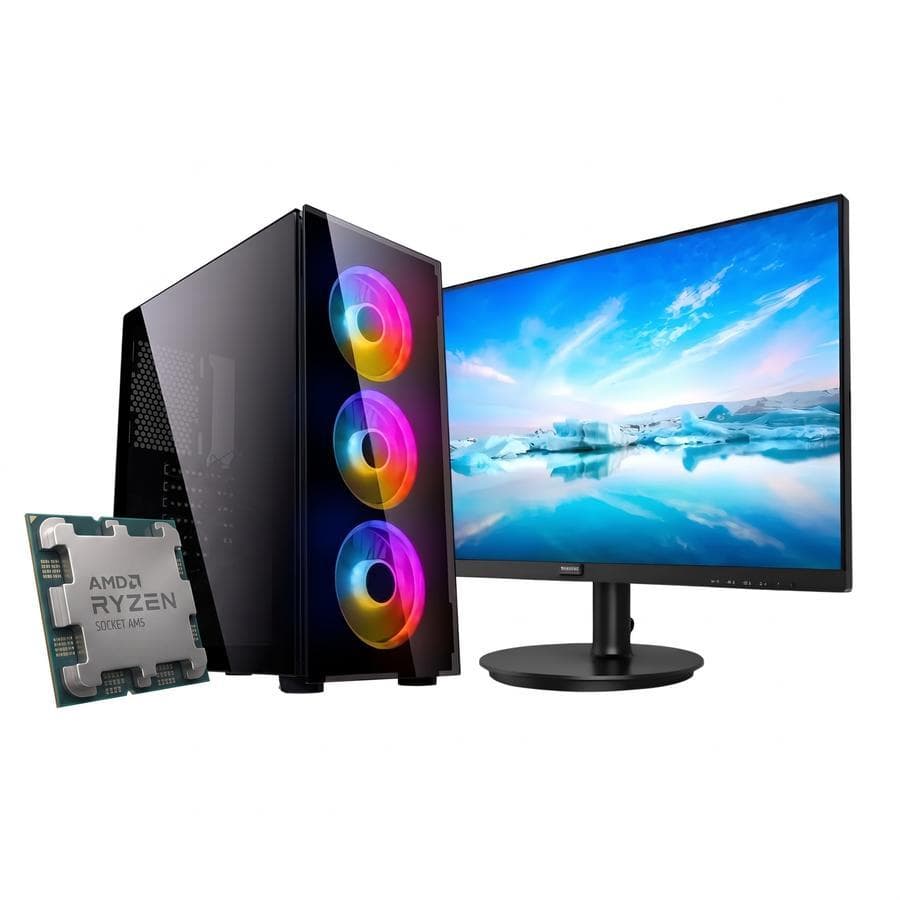 Pc Ecovision AMD Ryzen 7 8700G + 16Gb + 480Gb + Monitor 22