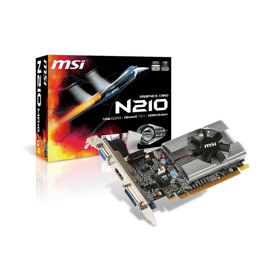 Placa de Video MSI GEFORCE  N210-MD1G/D3 1 GB DDR3 DVi VGA HDMI   