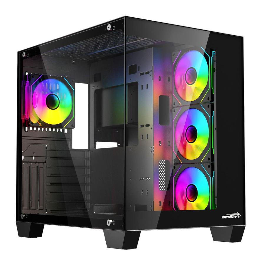 Gabinete Sentey A35 Pwm Atx 4 Fan Argb Vidrio templado Negro 