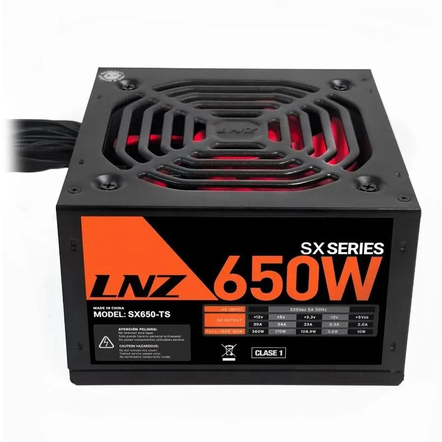 Fuente Pc Lnz 650W Sx650-TS  Negra, Fan Red By 