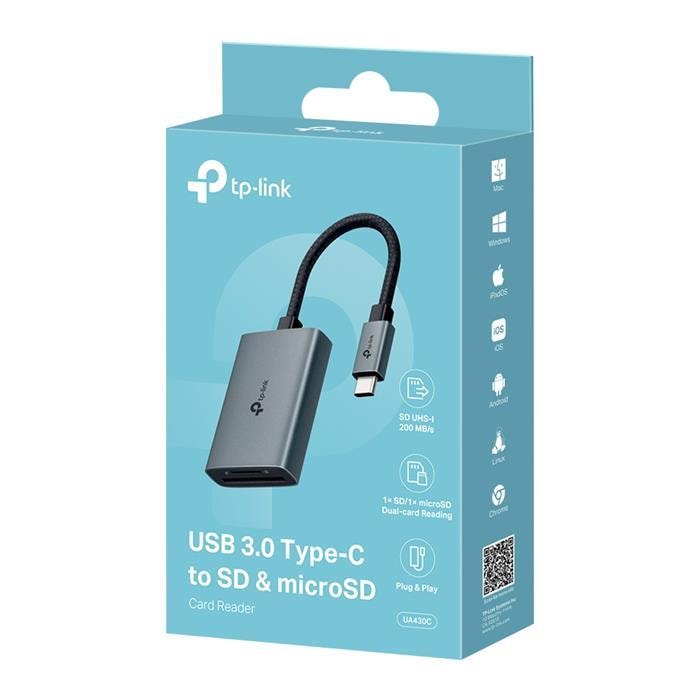 Lector De Tarjetas Tp-link UA430C Usb 3.0 Tipo C a Microsd Gris Oscuro  