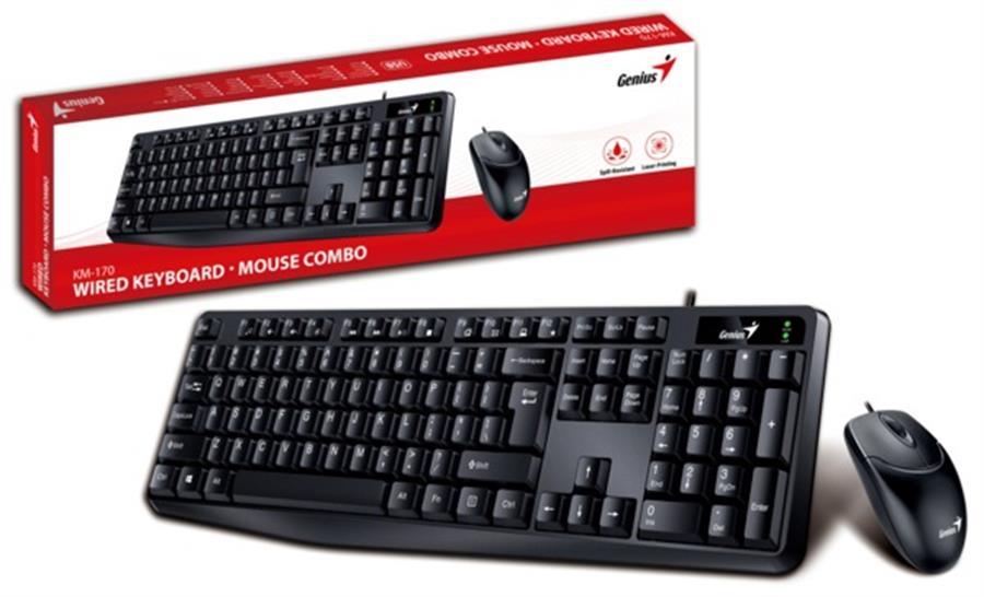 Teclado y Mouse Usb Genius (KM-170) Negro - Outlet