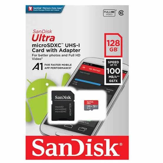 Memoria Micro SD 128 Gb Sandisk con adaptador - Outlet