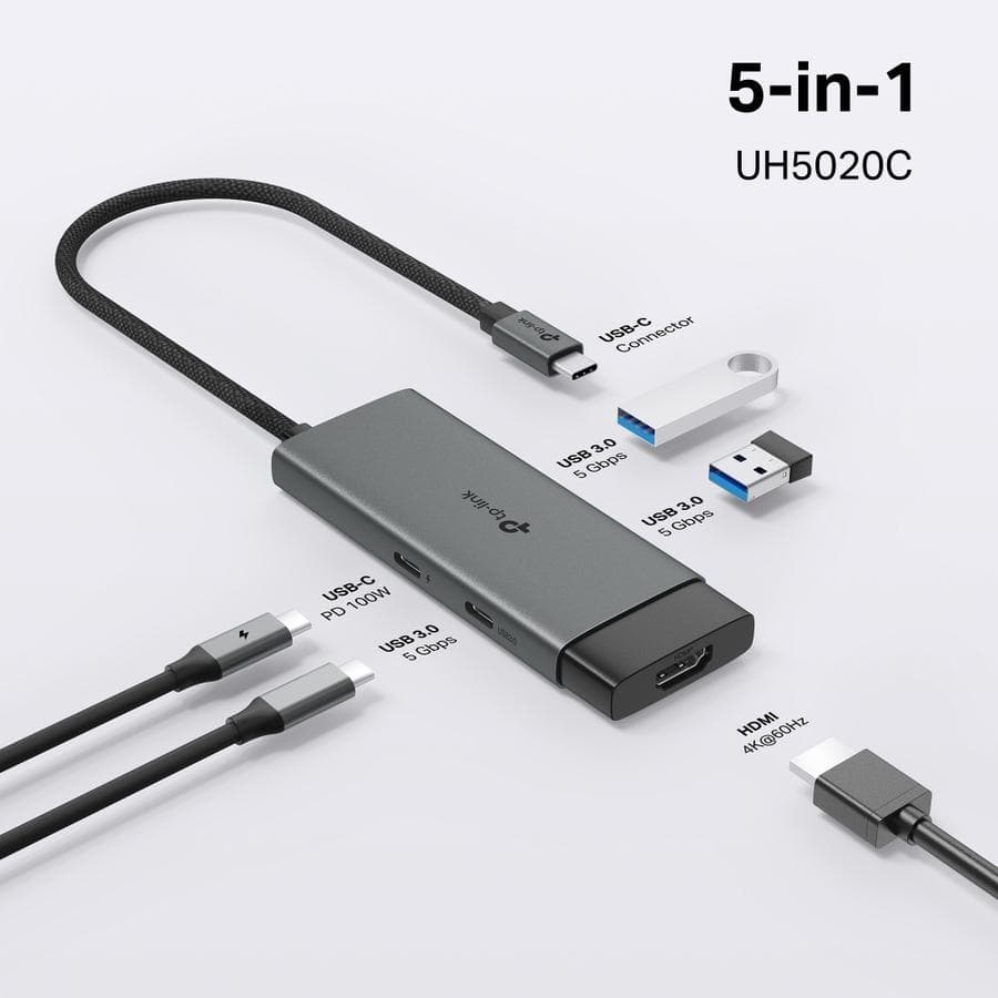 Hub Adaptador USB-C 5 En 1 TP-Link UH5020C HDMI 4K PD 100W