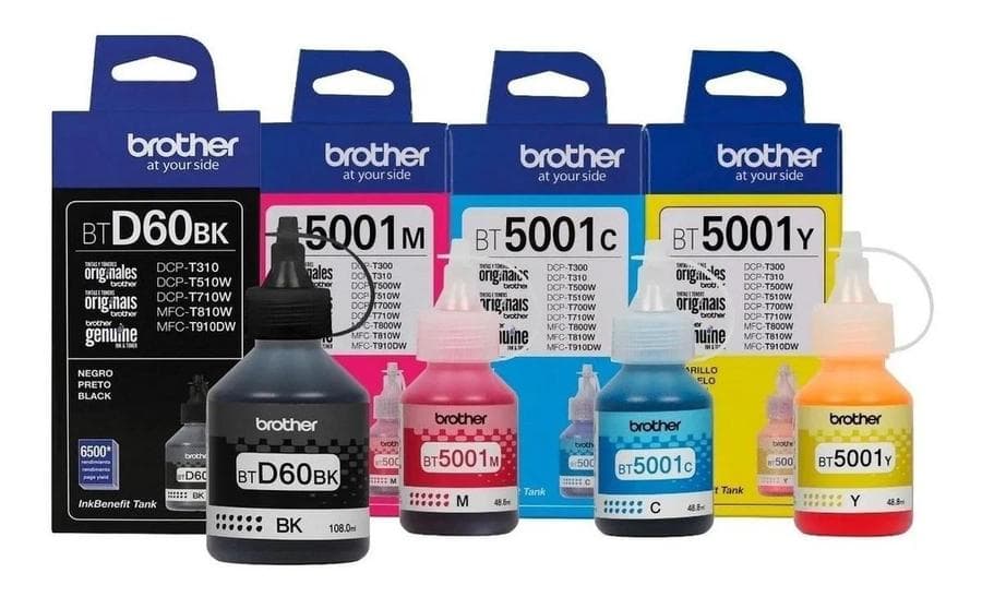Combo tinta brother x 4 btd60bk+bt5501c/m/y para dcp-t220/t420w/t720w/t820w