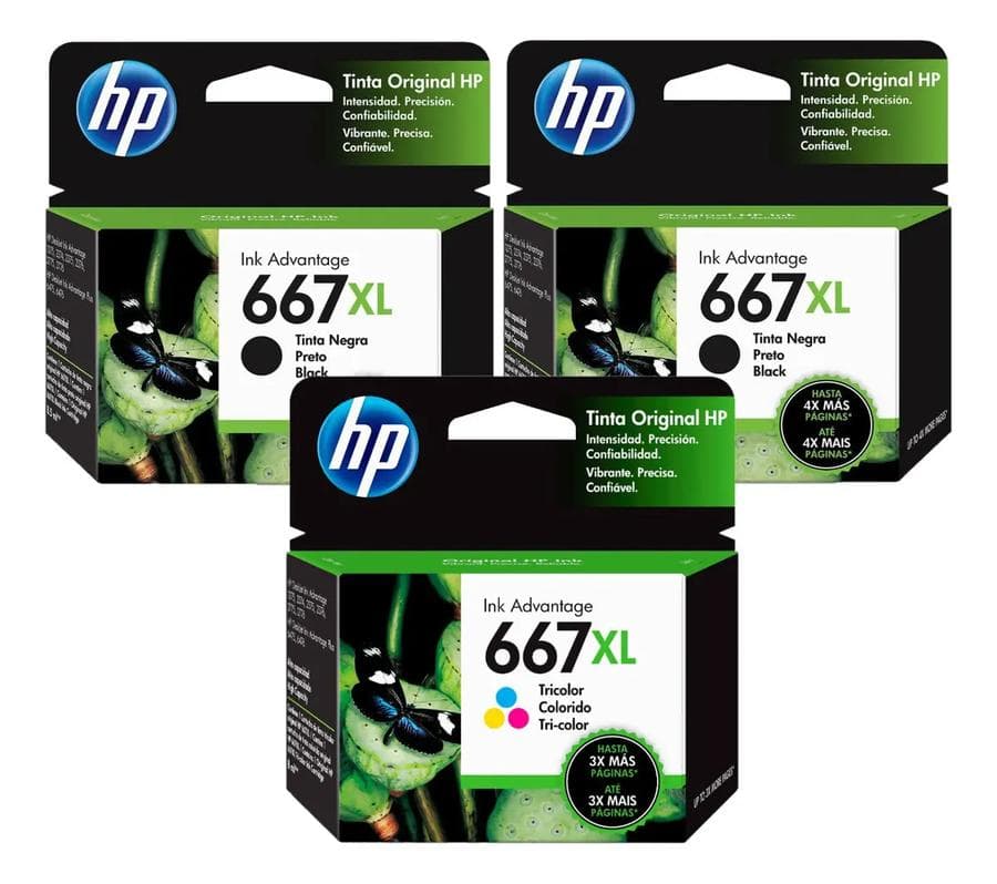 Combo hp 667xl negro x 2 + 667xl color